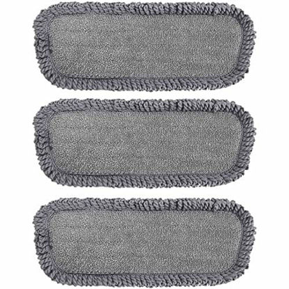 Picture of Microfiber Spray Mop Replacement Heads for Wet or Dry Floor Cleaning and Scrubbing Reusable Washable Mops Heads Refills Pads Compatible with Floor Mop Care System - 3 Pack(17.7in×7.5in)