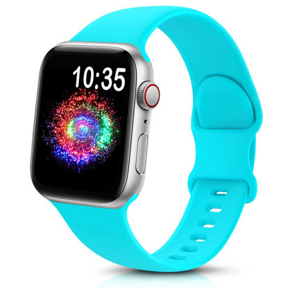 Picture of TreasureMax Sport Band Compatible with Apple Watch Bands 38mm 40mm 41mm 42mm 44mm 45mm 49mm,Soft Silicone Strap Compatible for Apple Watch Series Ultra 8 7 6 5 4 3 2 1 SE Men Women Teal 38/40/41MM