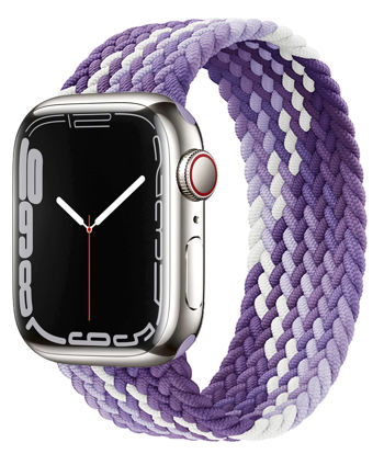 Picture of Proworthy Braided Solo Loop Compatible With Apple Watch Band 42mm 44mm 45mm for Men and Women, Stretch Nylon Elastic Strap Wristband for iWatch Series SE 7 6 5 4 3 2 1 (M, Gradient Purple)