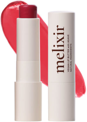 Picture of Melixir Vegan Lip Butter #10 Flutter(Tinted) (+11 more colors), Bee Free, Petrolatum Free, Deep Nourishing Plant-Based Vegan Chapstick, Vegan Lip Balm for Dry, Cracked and Chapped Lips, Moisturizing Lip Care Gift