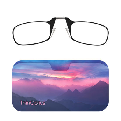 Picture of ThinOptics Universal Pod Case + Rectangular Reading Glasses, Alpine Horizon, 44mm + 1.5