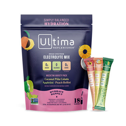 Picture of Ultima Replenisher Hydration Electrolyte Packets- 18 Count- Keto & Sugar Free- On the Go Convenience- Feel Replenished, Revitalized- Non-GMO & Vegan Electrolyte Drink Mix- Mocktini Variety