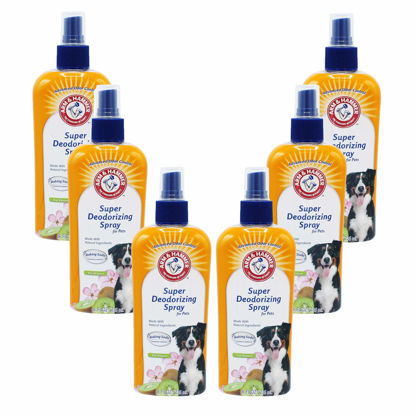 Picture of Arm & Hammer Super Deodorizing Spray for Dogs | Best Odor Eliminating Spray for All Dogs & Puppies, Arm & Hammer Baking Soda Enhanced Dog Spray Kiwi Blossom Scent, 8 Oz Dog Spray (6 Pack)
