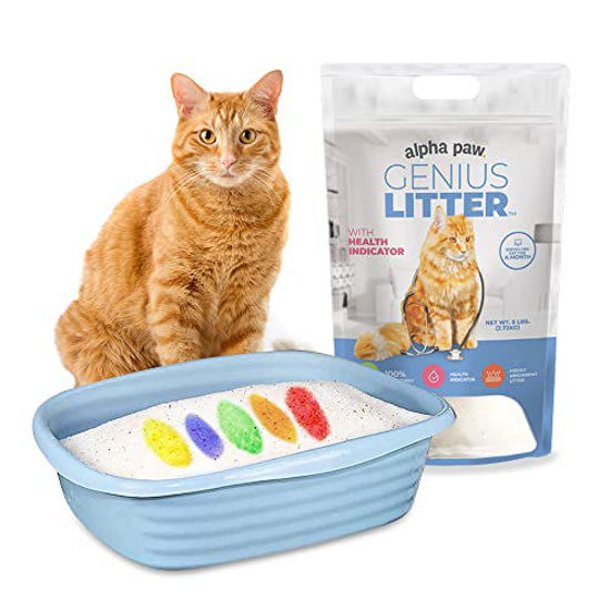 GetUSCart Alpha Paw Genius Cat Litter with 5 Color Health Indicator Non Clumping Lightweight Silica Gel Crystals 6 lbs