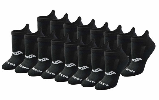 GetUSCart Saucony Women s Performance Heel Tab Athletic Socks 8 Black Solid 16 Pairs Shoe Size 10 13