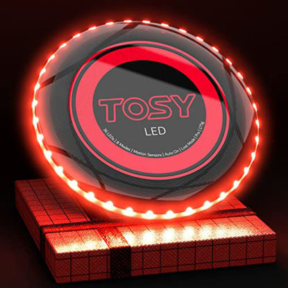 Picture of TOSY 36 & 360 LED Flying Disc - Extremely Bright, Smart Auto Light Up, 175g Frisbee, Rechargeable, Patent-Pending, Gift for Adult/Men/Boys/Teens/Kids, Birthday, Lawn, Outdoor, Beach & Camping Games