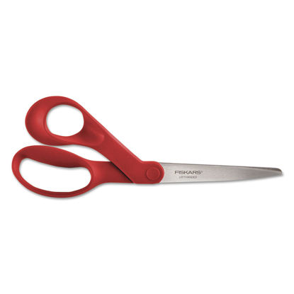 Picture of Fiskars Left-Handed Scissors - Ergonomically Contoured - 8" Stainless Steel - Paper and Fabric Scissors for Office, and Arts and Crafts - Red