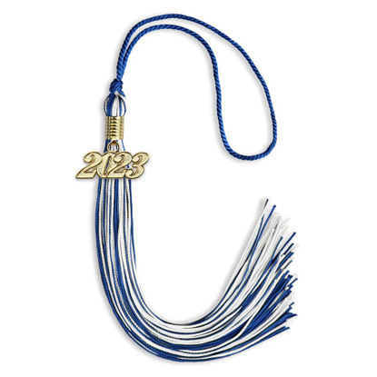 Picture of Endea Graduation Mixed Double Color Tassel with Gold Date Drop (Royal Blue/White, 2023)