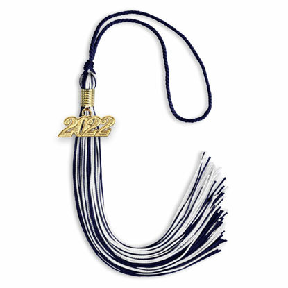 Picture of Endea Graduation Mixed Double Color Tassel with Gold Date Drop (Navy Blue/White, 2022)