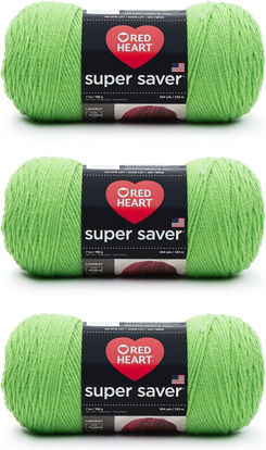 Picture of Red Heart Super Saver Spring Green Yarn - 3 Pack of 198g/7oz - Acrylic - 4 Medium (Worsted) - 364 Yards - Knitting/Crochet