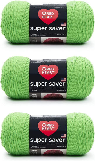 Picture of Red Heart Super Saver Spring Green Yarn - 3 Pack of 198g/7oz - Acrylic - 4 Medium (Worsted) - 364 Yards - Knitting/Crochet