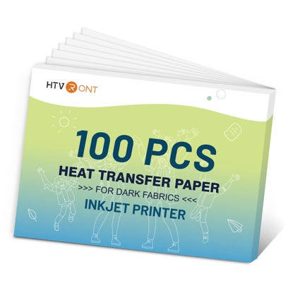 Picture of HTVRONT Heat Transfer Paper for Dark T Shirts -100 Pack 8.5x11" Iron on Transfer Paper for Inkjet Printer, Easy to Use Printable Heat Transfer Vinyl, Vibrant Color, Durable & Soft