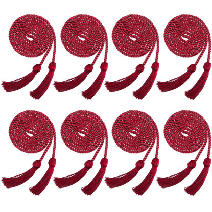 Picture of Trounistro 8 Pieces Graduation Cords Yarn Honor Cords with Tassel for College Graduation Students (Maroon)