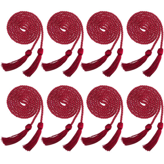 Picture of Trounistro 8 Pieces Graduation Cords Yarn Honor Cords with Tassel for College Graduation Students (Maroon)