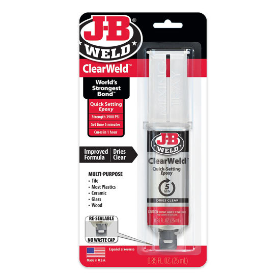 Picture of J-B Weld 50112 ClearWeld 5 Minute Set Epoxy Syringe - Clear - 25 ml
