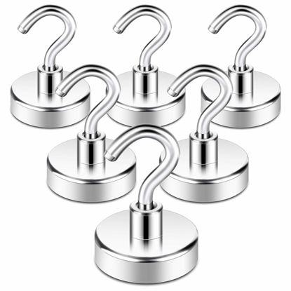 Picture of Neosmuk Magnetic Hooks, Heavy Duty Earth Magnets with Hook for Refrigerator, Extra Strong Cruise Hook for Hanging, Magnetic Hanger for Curtain, Grill(Pack of 6)