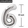 Picture of 16 Number Balloons Silver Giant Jumbo Big Large Number 16 Foil Mylar Balloons for Sweet 16th Birthday Party Supplies 16 Anniversary Events Decorations