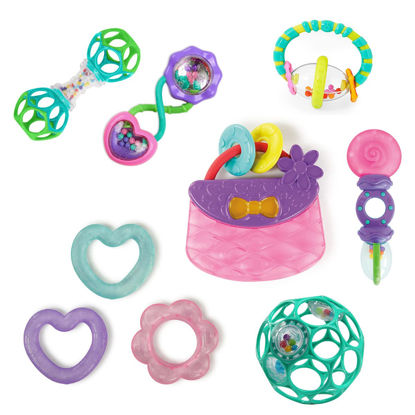 Picture of Bright Starts Everything Nice 9pc Gift Set - BPA-Free Rattles and Teethers, Purple and Pink Baby Toys, 3 Months+