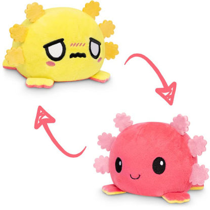 Picture of TeeTurtle | The Original Reversible Axolotl Plushie | Patented Design | Sensory Fidget Toy for Stress Relief | Red + Yellow | Happy + Worried | Show Your Mood Without Saying a Word!