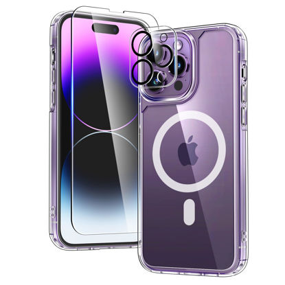 Picture of TAURI 5-in-1 Magnetic Designed for iPhone 14 Pro Max Case, with 2 Screen Protector + 2 Camera Lens Protector, Enhanced Military Grade Protection | Crystal Clear