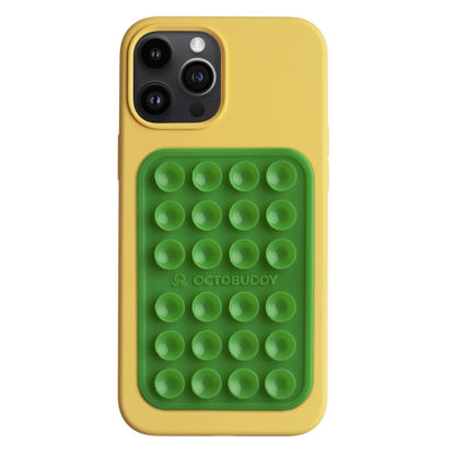 Picture of || OCTOBUDDY MAX || Silicone Suction Phone Case Adhesive Mount || Compatible with iPhone and Android, Anti-Slip Hands-Free Mobile Accessory Holder for Selfies and Videos (MAX - Spade Green)