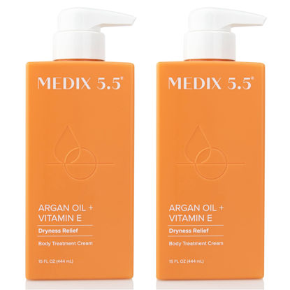 Picture of Medix 5.5 Argan Oil + Vitamin E Cream Anti Aging Skin Care Moisturizer Body Lotion For Women & Men | Firming Body Lotion Reduces Look Of Wrinkles, Cellulite, Crepey Skin, & Uneven Skin Tone, 2-Pack