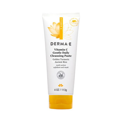 Picture of DERMA-E Vitamin C Gentle Daily Cleansing Paste - Vitamin C Face Mask or Cleanser with Turmeric - Facial Mask Brightens & Clarifies, 4.0 Oz