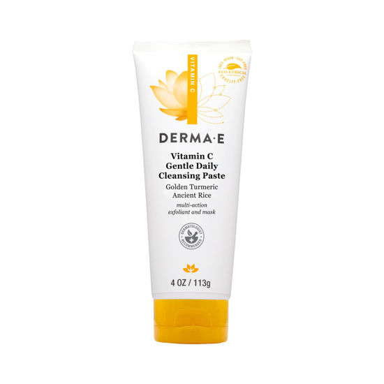 Picture of DERMA-E Vitamin C Gentle Daily Cleansing Paste - Vitamin C Face Mask or Cleanser with Turmeric - Facial Mask Brightens & Clarifies, 4.0 Oz