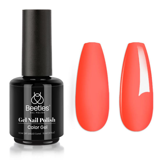 Picture of Beetles Gel Nail Polish Carly Coral Orange Color Neon Soak Off LED Nail Lamp Gel Polish -SIZE: .5 fl.Oz/Each 15 ml/Each