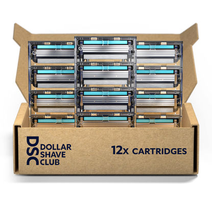 Picture of Dollar Shave Club | 4-Blade Club Razor Refill Cartridges,12 Count | Precision Cut Stainless Steel Blades,Great For Longer Hair and Hard to Shave Spots,Optimally Spaced For Easy Rinsing,Silver/Teal