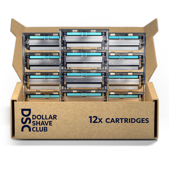 Picture of Dollar Shave Club | 4-Blade Club Razor Refill Cartridges,12 Count | Precision Cut Stainless Steel Blades,Great For Longer Hair and Hard to Shave Spots,Optimally Spaced For Easy Rinsing,Silver/Teal