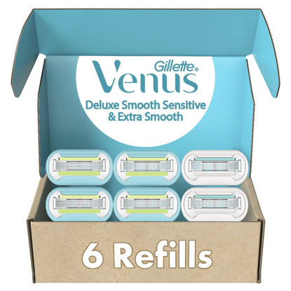 Picture of Gillette Venus Womens Razor Blade Refills, Extra Smooth 4 Count and Venus Deluxe Sensitive 2 Count, 6 Total Refills