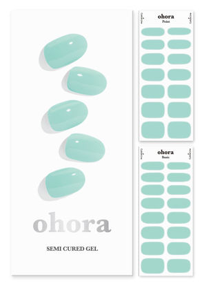 Picture of ohora Semi Cured Gel Nail Strips (N Cream Window) - Works with Any UV Nail Lamps, Salon-Quality, Long Lasting, Easy to Apply & Remove - Includes 2 Prep Pads, Nail File & Wooden Stick