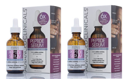 Picture of Advanced Clinicals Peptide Facial Serum Moisturizer Skin Care Oil For Face, Wrinkles, Fine Lines, & Puffiness. 6X Peptide Concentrate W/Collagen Plumps, Lifts, & Evens Skin Tone, 1.75 Fl Oz (2-Pack)