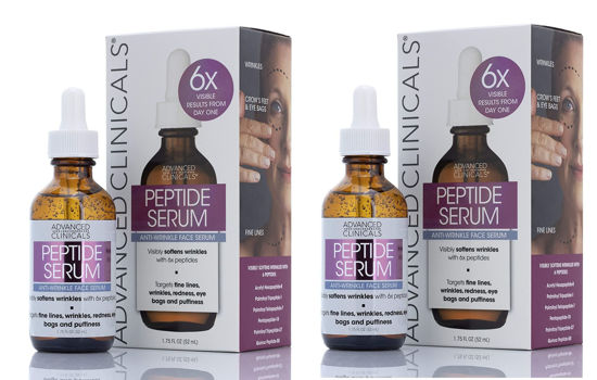 Picture of Advanced Clinicals Peptide Facial Serum Moisturizer Skin Care Oil For Face, Wrinkles, Fine Lines, & Puffiness. 6X Peptide Concentrate W/Collagen Plumps, Lifts, & Evens Skin Tone, 1.75 Fl Oz (2-Pack)