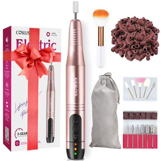 Picture of COSLUS Cordless Nail Drill Electric File: Professional for Acrylic Gel Dip Powder Nails Portable Nail Drill Machine Kit for Manicure Pedicure Nail Set with Everything Rechargeable Lightweight