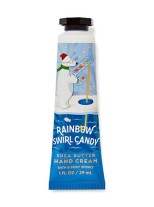 Picture of Bath & Body Works Rainbow Swirl Candy Shea Butter Travel Size Hand Cream 1oz (Rainbow Swirl Candy)