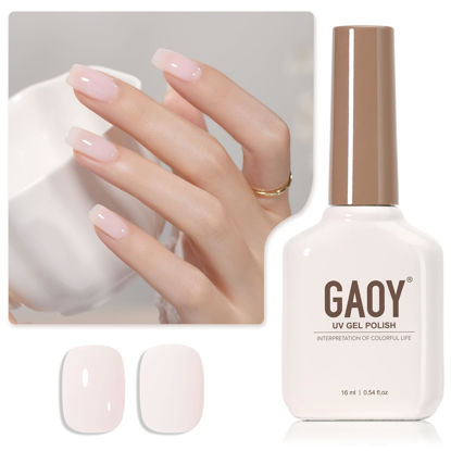 Picture of GAOY Jelly Nude Gel Nail Polish, 16ml Sheer Pink Translucent Gel Polish, UV Light Cure for Nail Art DIY, 1710 Pink Wedding
