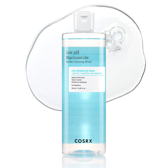 Picture of COSRX Low pH Niacinamide Micellar Cleansing Water 13.52fl.oz/150ml, Daily Mild Facial Cleansing Wash for Sensitive Skin with BHA & Tea-tree Oil, Sebum Control, Paraben Free, Korean Skincare