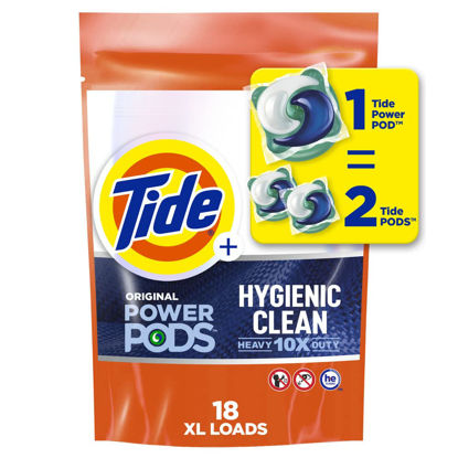 Picture of Tide Hygienic Clean Heavy 10x Duty Power PODS Laundry Detergent Pacs Original 18 count For Visible and Invisible Dirt