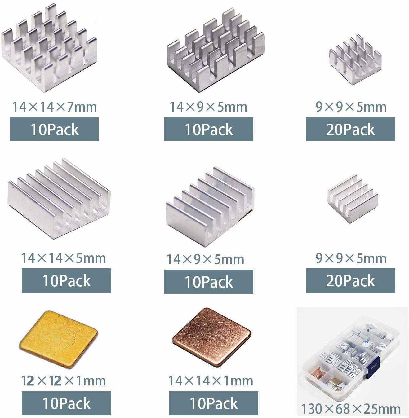 GetUSCart- Pastall 100 PCS (8 Different Sizes) Heatsink Kit with ...