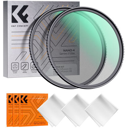 Picture of K&F Concept 49mm Black Diffusion 1/4 & 1/8 Filters Kit Mist Cinematic Effect Filters Set with Multi-Layer Coated for Camera Lens - K Series