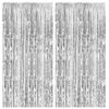 Picture of 2 Pack Foil Curtain Backdrop Silver Metallic Tinsel Foil Fringe Curtains Photo Booth Props for Birthday Wedding Engagement Baby Shower Bachelorette Christmas Holiday Celebration Party Decorations