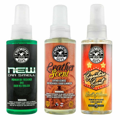 Picture of Chemical Guys AIR_301_04 New Car/Leather/Signature Scent Sample Kit, Great for Cars, Trucks, SUVs, RVs, Home, Office & More (4 fl oz - 3 Items)