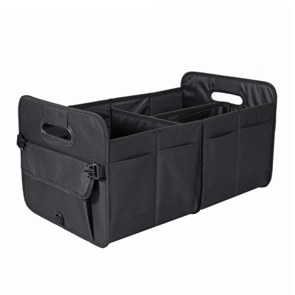 Picture of AOKJOY Car Trunk Organizer Car Storage Organizer Collapsible Multi Compartment Car Organizer Adjustable Straps Car Organizer for SUV(Black)