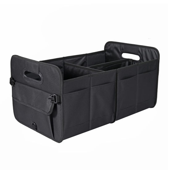 Picture of AOKJOY Car Trunk Organizer Car Storage Organizer Collapsible Multi Compartment Car Organizer Adjustable Straps Car Organizer for SUV(Black)