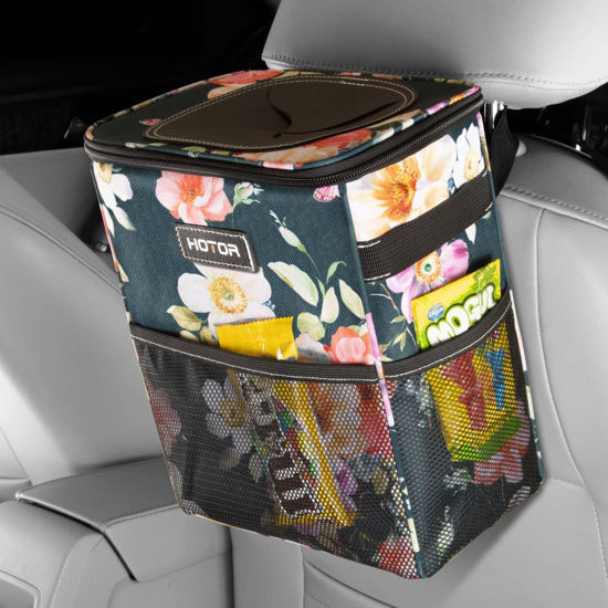 HOTOR Car Trash Can with Lid and Storage Pockets, 100% Leak-Proof Car  Organizer, Waterproof Car Garbage Can, Multipurpose Trash Bin for Car -  Green