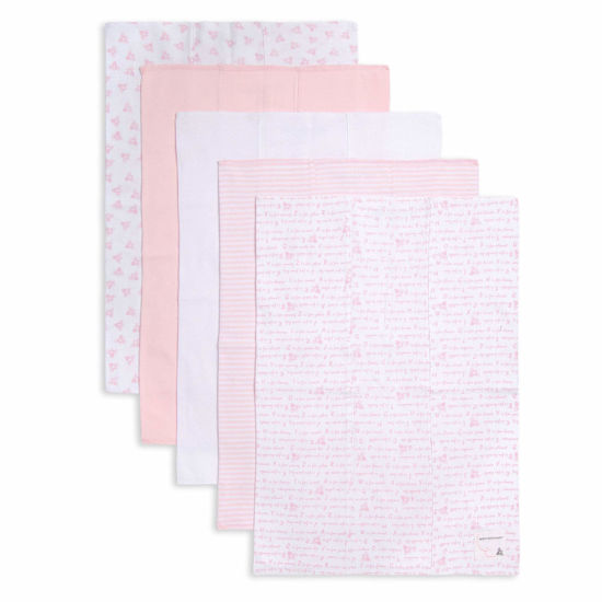 Picture of Burt's Bees Baby - Burp Cloths, 100% Organic Cotton Absorbent 5-Pack Drool Cloths (Blossom Pink Variety Prints)