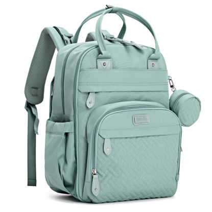 Picture of BabbleRoo Diaper Bag Backpack - Baby Essentials Travel Bag - Multi function Waterproof Diaper Bag, Travel Essentials Baby Bag with Changing Pad, Stroller Straps & Pacifier Case - Unisex, Sage Green
