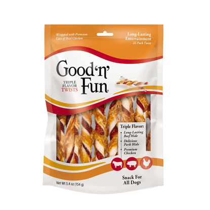 Picture of Good'n'Fun Good 'N' Fun Triple Flavor Twist Chews For Dogs, 22-Count